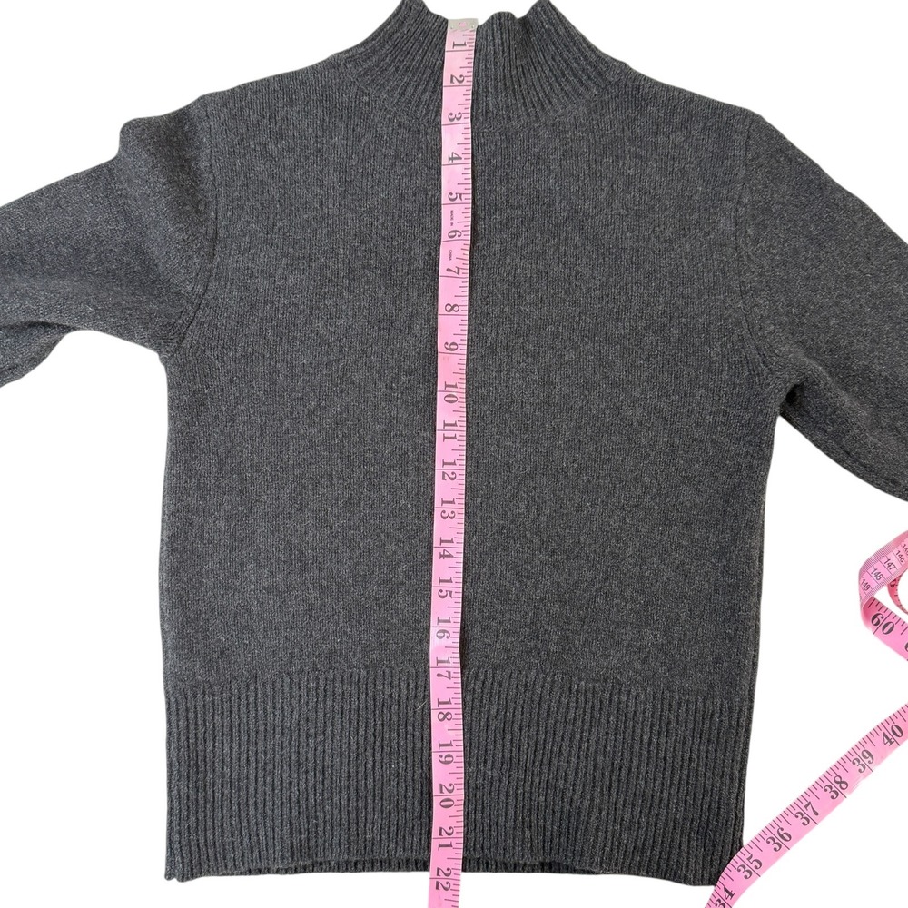 FRAME Dark Gray 100% Cashmere Cutout Mock Neck Short Sleeve Knit Sweater Small - Picture 6 of 10